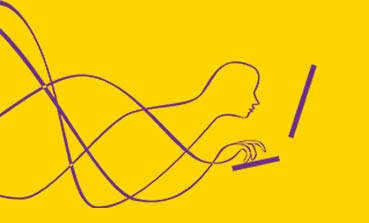 Graphic of person using a laptop